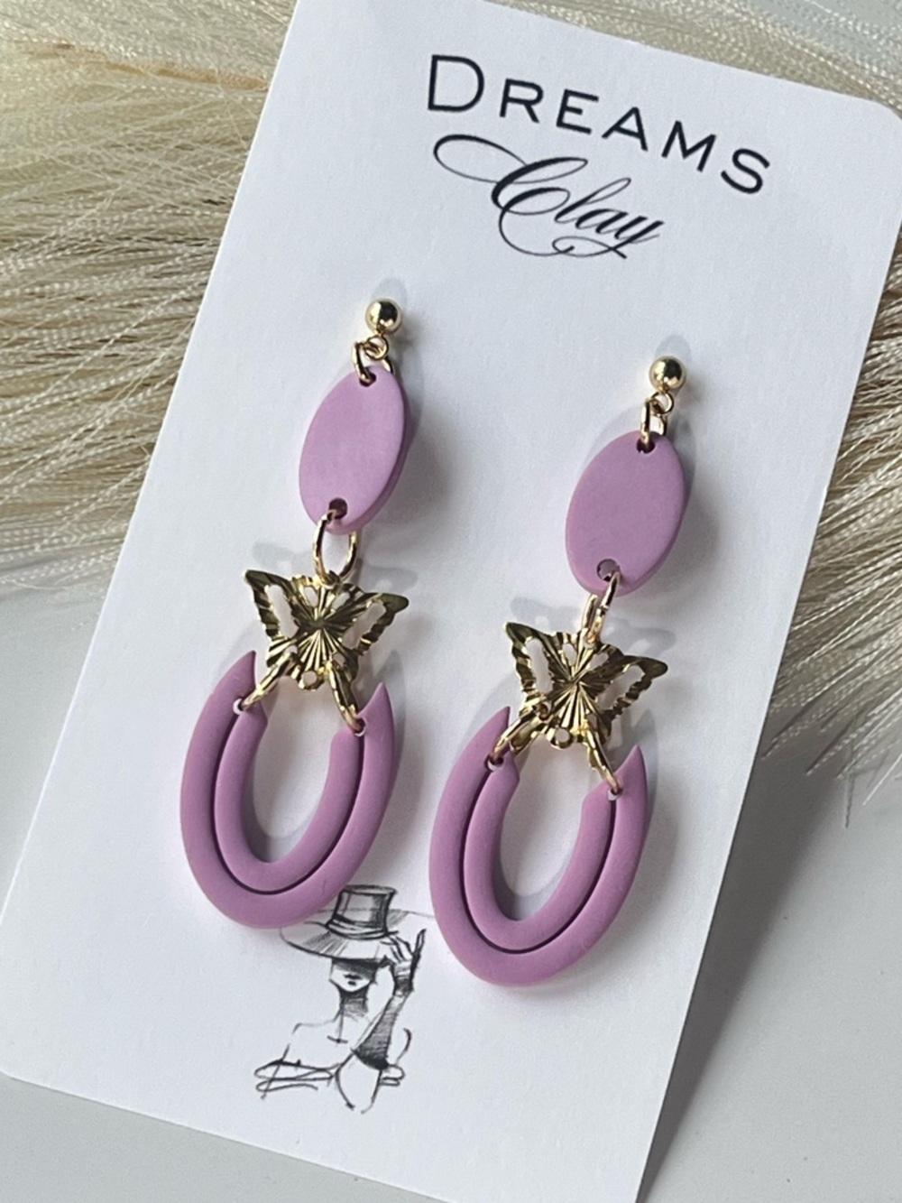 Lilac Butterfly Drop Earrings